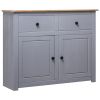 Sideboard Gray 36.6"x15.7"x31.5" Solid Pinewood Panama Range