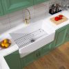 33 Inch Fireclay Farmhouse Kitchen Sink White Single Bowl Apron Front Kitchen Sink; Bottom Grid and Kitchen Sink Drain Included