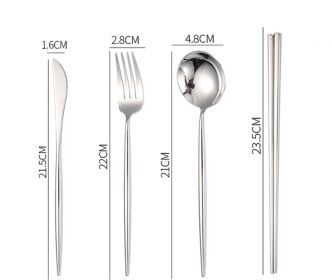 Nordic Style 304 Stainless Steel Western Food Knife Spoon Chopsticks Four-piece Set