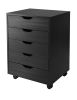 Halifax Cabinet for Closet / Office, 5 Drawers, Black