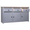 Sideboard Gray 53.1"x15.7"x31.5" Solid Pinewood Panama Range