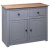 Sideboard Gray 36.6"x15.7"x31.5" Solid Pinewood Panama Range