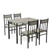 5 Pieces Faux Marble Dining Set Table