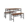 Dining table set 3PC;  structural strengthening;  industrial style (Rustic Brown; 43.31''L x 27.56''W x 29.53''H)