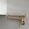 Gold Pot Filler Faucet Wall Mount Kitchen Folding Faucet with Double Joint Swing Arms; Two Handle Design