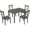 5-piece Kitchen Dining Table Set Wood Table and Chairs Set for Dining Room (Gray)