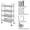 4 Layers Removable Storage Cart Organization Honeycomb Mesh Style, Silver RT