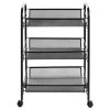 Exquisite Honeycomb Net Three Tiers Storage Cart with Hook Black RT