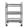 Exquisite Honeycomb Net Three Tiers Storage Cart with Hook Black RT