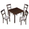 5 Piece Dining Table Set Industrial Wooden Kitchen Table and 4 Chairs for Dining Room (Espresso)