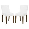 Upholstered Dining Chairs Set of 2 Modern Dining Chairs with Solid Wood Legs; WHITE