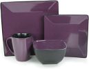 Elama Mulberry Loft 16 Piece Modern Premium Stoneware Dinnerware Set