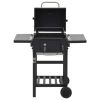 Charcoal-Fueled BBQ Grill with Bottom Shelf Black