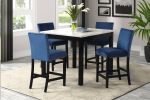 Counter height table with four counter height chairs ; Blue