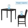 5-Piece Kitchen Table Set Faux Marble Top Counter Height Dining Table Set with 4 PU Leather-Upholstered Chairs (Black)