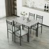 5 Pieces Faux Marble Dining Set Table