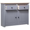 Sideboard Gray 36.6"x15.7"x31.5" Solid Pinewood Panama Range