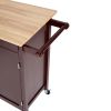 Wooden Rectangular Kitchen Cart with 1 Door and Open Compartments; Espresso Brown; DunaWest