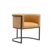 Manhattan Comfort Bali Saddle and Black Faux Leather Dining Chair