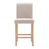 Hengming Set of 2 Bar Stools Soft Cushions with Solid Wood Legs(Beige)