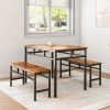 Dining table set 3PC;  structural strengthening;  industrial style (Rustic Brown; 43.31''L x 27.56''W x 29.53''H)