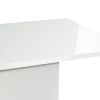 80.8"L X 35.4"W X 29.7"H Butterfly Extension Pedestal Dining Table - HIGH GLOSSY WHITE