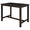 3 Pieces Rustic Wooden Counter Height Dining Table Set with 2 Upholstered Benches for Small Places;  Espresso+ Beige