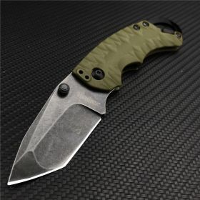 Outdoor Wilderness Survival Self-defense Camping Knife Portable Folding (Color: green)