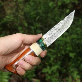 Damascus Sharp Durable Outdoor Self-defense Handle Meat Knife (Option: Wood color)