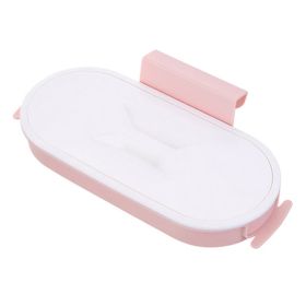 Portable Plastic Garbage Hanging Bag Kitchen Trash Storage Rack Bag Hook Scouring Pad Dry Shelf Holder Kitchen Organzier (Color: pink)