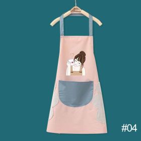 68*72cm Waterproof Wipeable Printed PVC Sleeveless Aprons Oil-Proof Kitchen Women Pinafore Home Cooking Baking Waist Bib (Color: 4)