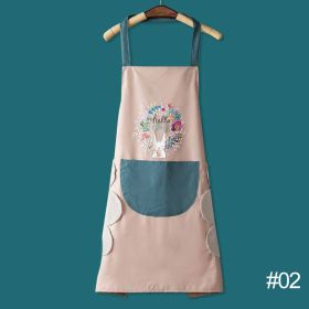 68*72cm Waterproof Wipeable Printed PVC Sleeveless Aprons Oil-Proof Kitchen Women Pinafore Home Cooking Baking Waist Bib (Color: 2)