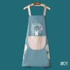 68*72cm Waterproof Wipeable Printed PVC Sleeveless Aprons Oil-Proof Kitchen Women Pinafore Home Cooking Baking Waist Bib