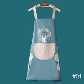 68*72cm Waterproof Wipeable Printed PVC Sleeveless Aprons Oil-Proof Kitchen Women Pinafore Home Cooking Baking Waist Bib (Color: 1)