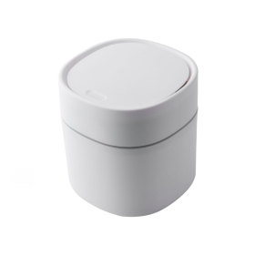 Desktop Mini Trash Can Pressing Cover Dustbin Home Plastic Waste Bin Office Small Garbage Basket Sundries Barrel Cleaning Tools (Color: Pressing cover white)