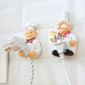 1pc/2pcs; Chef Cartoon Socket Power Cord Storage Rack (Items: Chef's Hand Rest + Chef's Foot Rest)