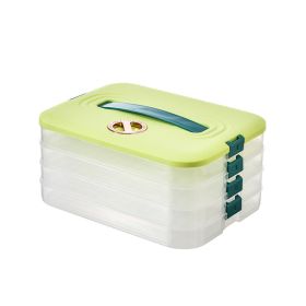 1pc 4-Layer Food Storage Containers; Food Storage Containers With Lids Dumpling Storage Box; Good Sealing; Stackable Dumpling Food Containers (Color: green)