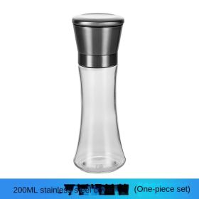 Stainless steel pepper grinder manual glass grinding bottle freshly ground pepper powder seasoning bottle crushed sea salt granules wholesale (Specifications: High grade stainless steel)