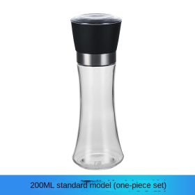 Stainless steel pepper grinder manual glass grinding bottle freshly ground pepper powder seasoning bottle crushed sea salt granules wholesale (Specifications: High end black cover)