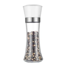 Pepper grinder Japanese wooden black pepper grinding bottle manual household grinding sea salt powder pepper grinding bottle (Specifications: White long)