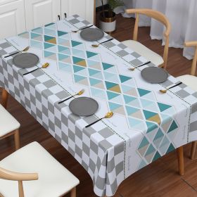 Benzhi Nordic embroidery printed tablecloth wholesale waterproof oil proof washfree rectangular pvc tablecloth table mat net red (colour: Nordic Blue Ridge)