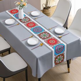 Benzhi Nordic embroidery printed tablecloth wholesale waterproof oil proof washfree rectangular pvc tablecloth table mat net red (colour: Yahui national style)