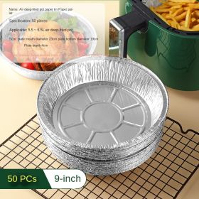 Tin foil plate for air frying pan; household oil absorbing paper oven baking tray; aluminum foil plate; food oil proof baking tray (colour: 9 inch deep plate (50 pieces))