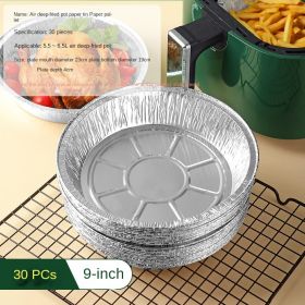 Tin foil plate for air frying pan; household oil absorbing paper oven baking tray; aluminum foil plate; food oil proof baking tray (colour: 9 inch deep plate (30 pieces))