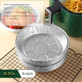 Tin foil plate for air frying pan; household oil absorbing paper oven baking tray; aluminum foil plate; food oil proof baking tray (colour: 8-inch deep plate (20 pieces))