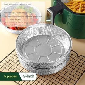 Tin foil plate for air frying pan; household oil absorbing paper oven baking tray; aluminum foil plate; food oil proof baking tray (colour: 9 inch deep plate (5 pieces))