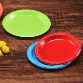 Cross border hot sale disposable plate 9-inch color fruit dessert plate with hard deformation proof PS plastic disc wholesale (colour: Grey green blue)