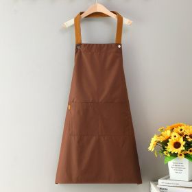 Nail salon apron wholesale printing household kitchen cooking women fashion work clothes men catering work canvas (colour: [PVC sling] waterproof coffee color)