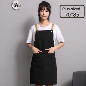 Nail salon apron wholesale printing household kitchen cooking women fashion work clothes men catering work canvas (colour: [Strap canvas breathable model] black enlarged)