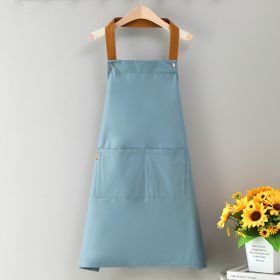 Nail salon apron wholesale printing household kitchen cooking women fashion work clothes men catering work canvas (colour: [PVC sling] waterproof leather blue)